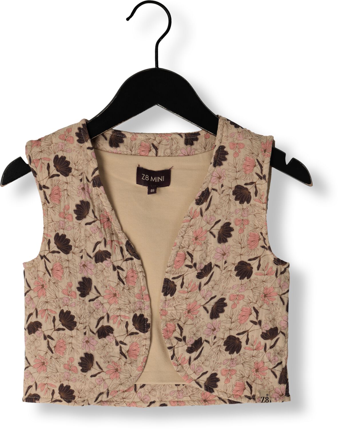 Z8 gilet Lieve zand roze Meisjes Katoen Openvallende hals Bloemen 86