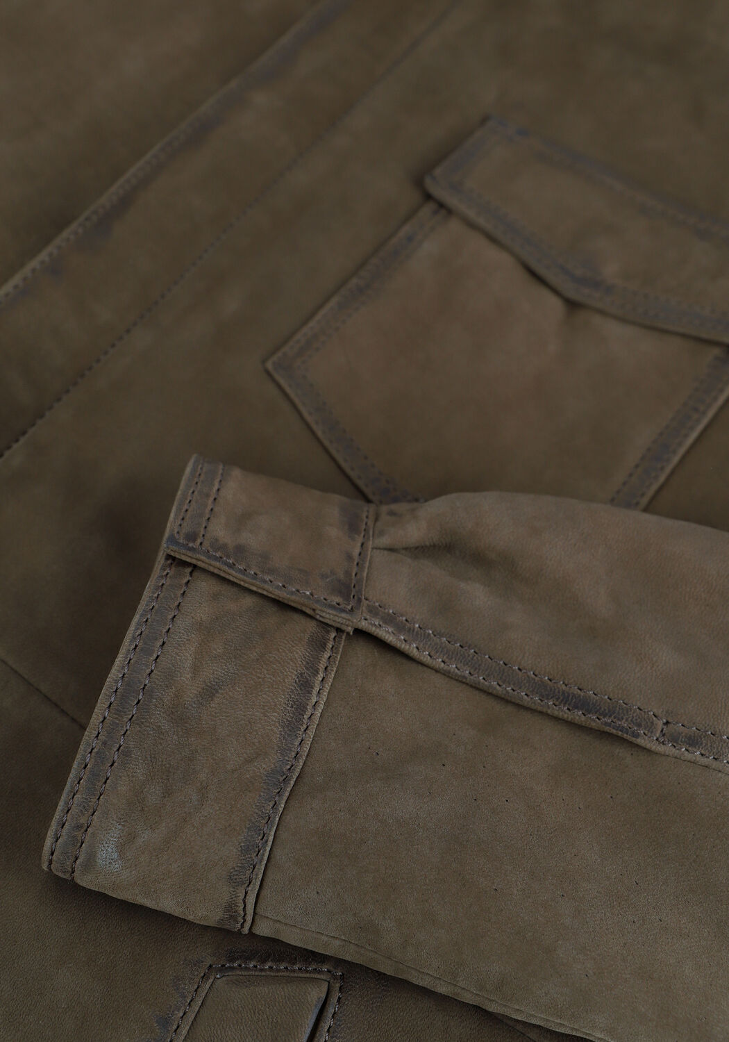 Groene GOOSECRAFT Leren jas GC SIN CITY NUBUCK OVERSHIRT - large