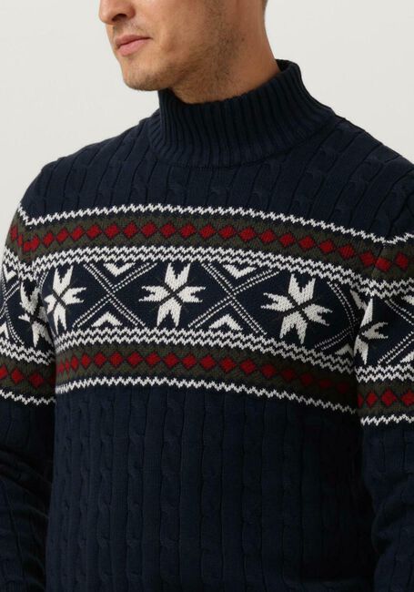 Donkerblauwe SELECTED HOMME Coltrui SLHFLAKE LS KNIT CABLE HIGH NE - large
