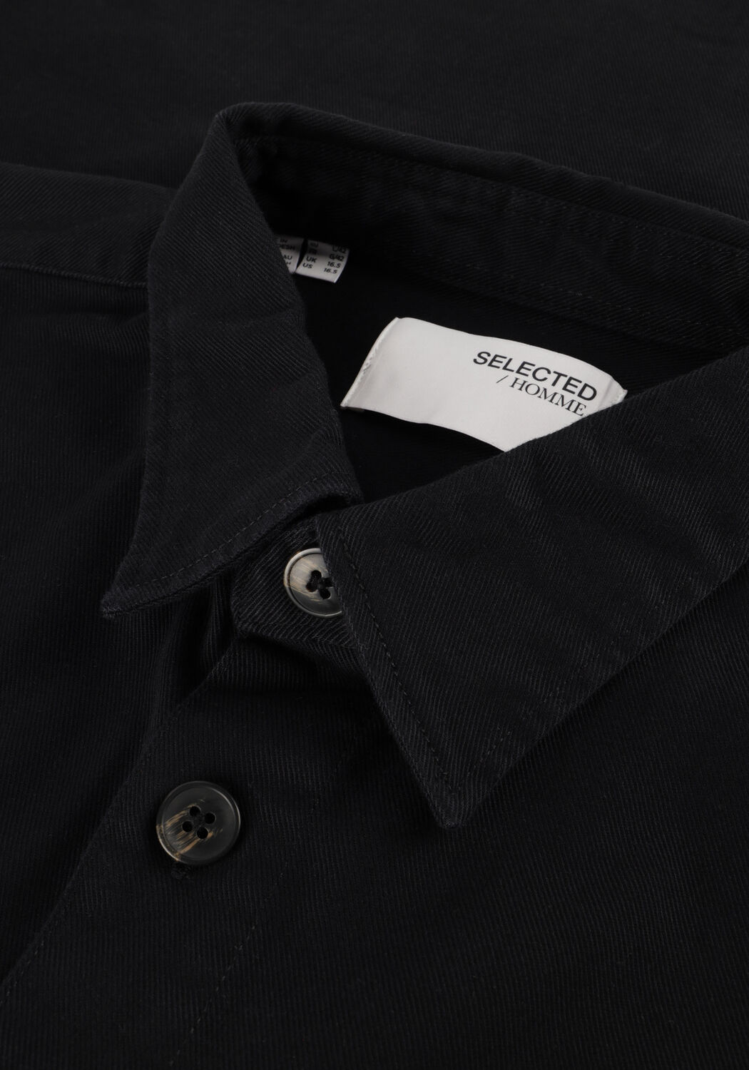 Zwarte SELECTED MEN Overshirt SLHTRAVIS TWILL OVERSHIRT LS NOOS - large