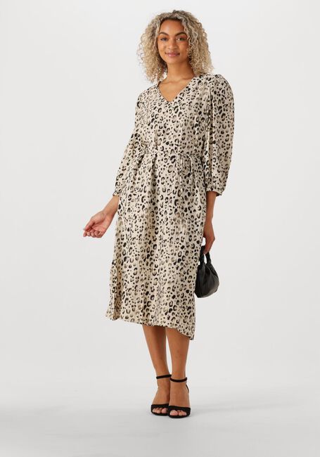 Beige MSCH COPENHAGEN Midi jurk MSCHALYONA VLORA 3 4 DRESS AOP - large