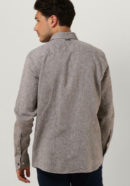 Bruine VANGUARD Casual overhemd LONG SLEEVE SHIRT LINEN COTTON BLEND 2 TONE - large