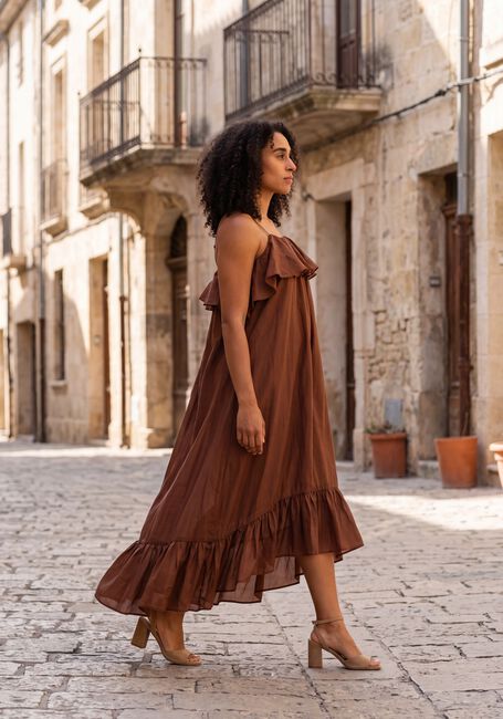 Bruine DEVOTION Maxi jurk AURA - large