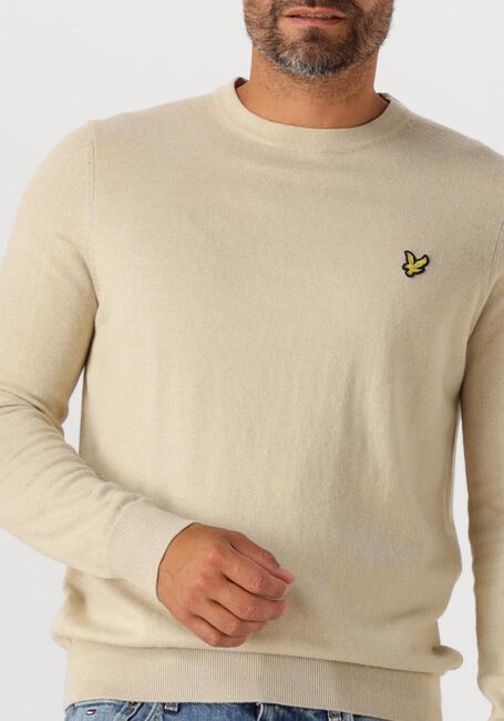 Taupe LYLE & SCOTT Trui COTTON MERINO CREW NECK JUMPER - large