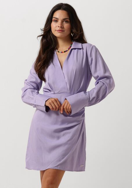 Lila COLOURFUL REBEL Mini jurk RUNA UNI FAKE WRAP DRESS - large