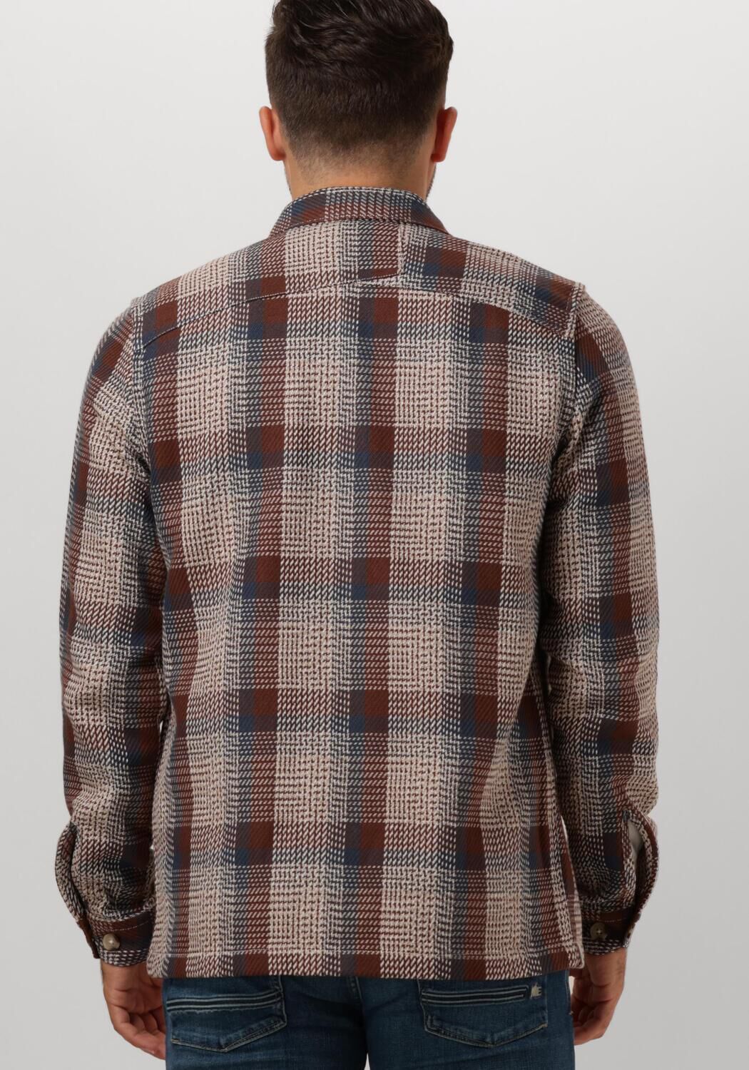 CAST IRON Heren Overshirts Long Sleeve Shirt Heavy Check Bruin