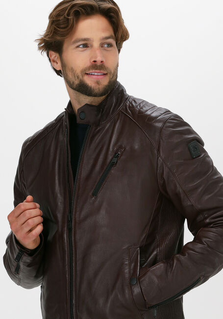 Bruine VANGUARD Leren jas SHORT JACKET SHEEP VEG OILY - large