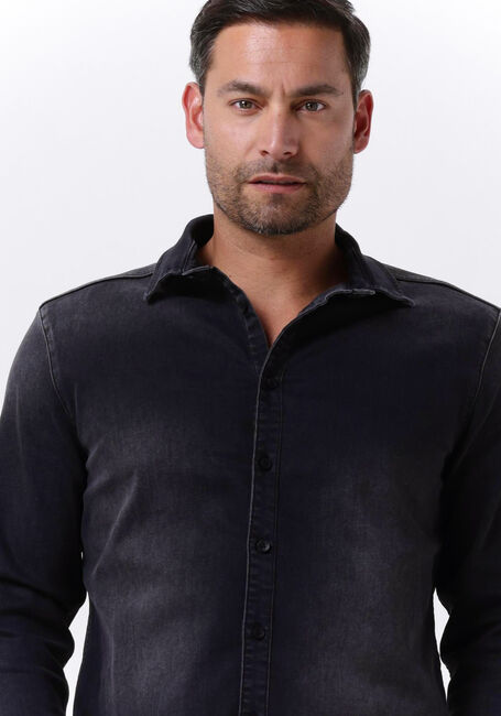 Donkergrijze PUREWHITE Casual overhemd PLAIN DENIM SHIRT WITH BLUE PEARL BUTTONS - large