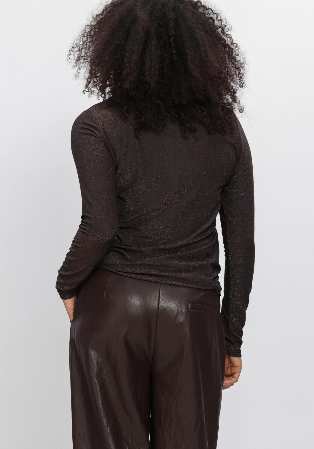 Bruine SUMMUM Top BASIC TEE SOFT LUREX JERSEY - large