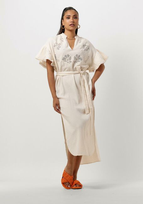 Gebroken wit SISSEL EDELBO Midi jurk CHARM ORGANIC COTTON CAFTAN - large