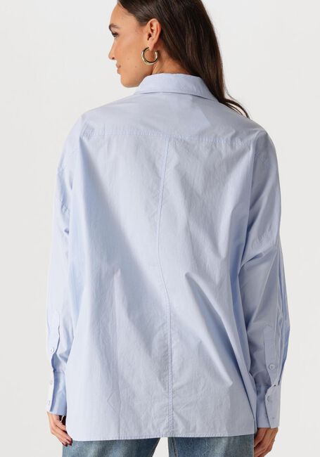 Blauwe SUMMUM Blouses FANCY BUTTON BLOUSE CRISPY POPLIN - large