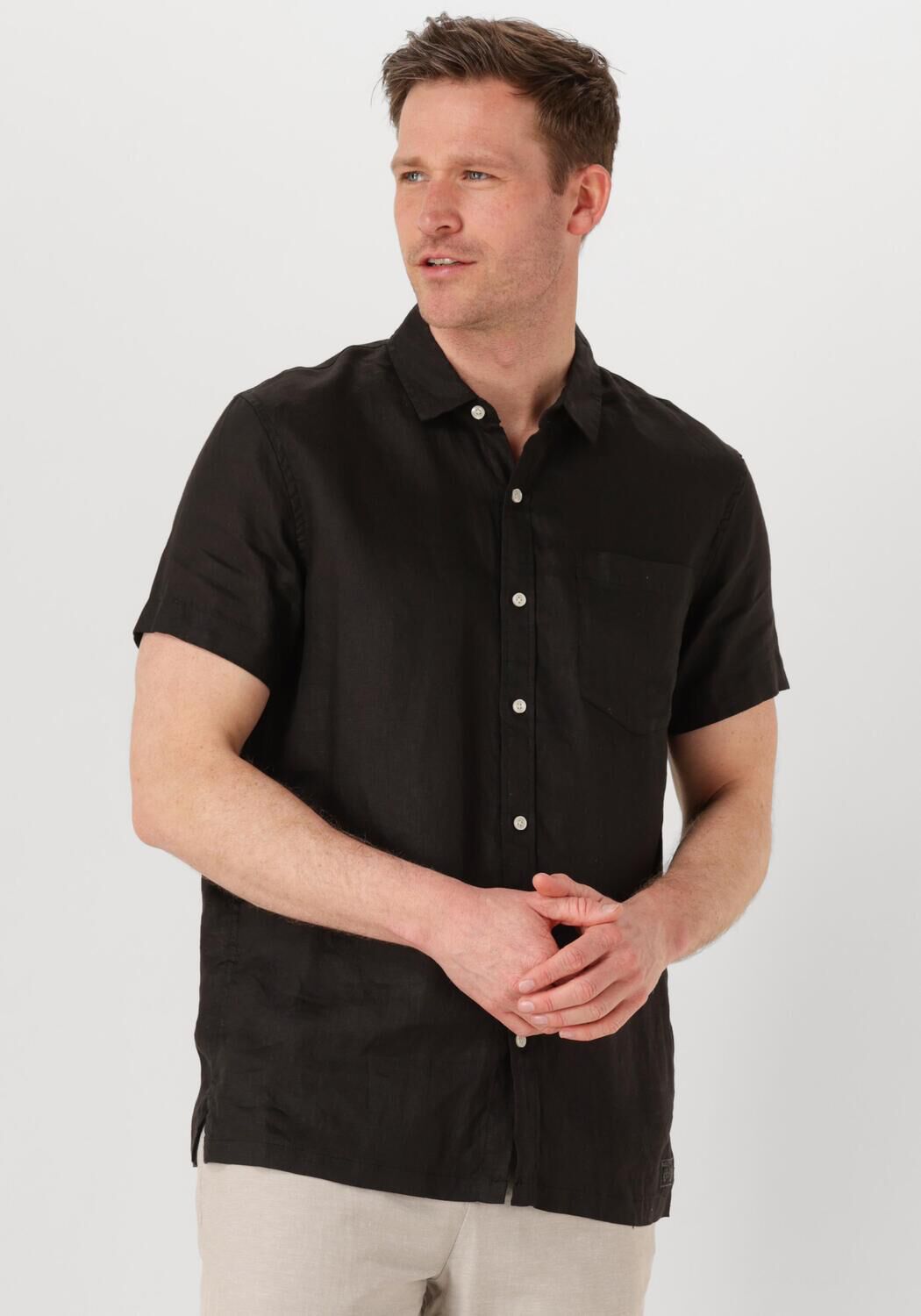 SCOTCH & SODA Heren Overhemden Linen Shirt Zwart