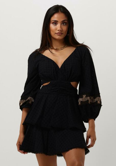 Zwarte ACCESS Mini jurk EMBROIDERY DRESS WITH SIDE SLITS - large
