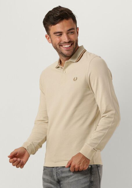 Gebroken wit FRED PERRY Polo TWIN TIPPED FRED PERRY SHIRT LONG SLEEVE - large