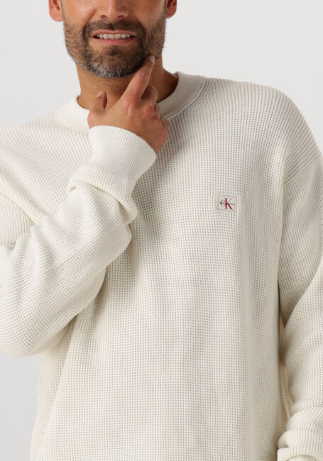 Ecru CALVIN KLEIN Trui LS EZ COTTON WAFFLE CREWNK SWTR 9 - large