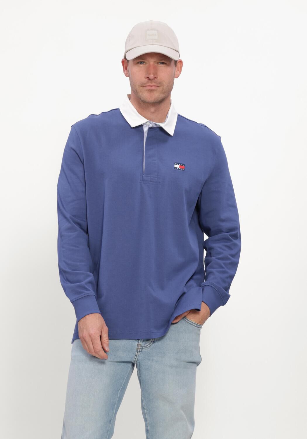 Blauwe TOMMY JEANS Polo TJM RLX ESS BADGE RUGBY EXT - large