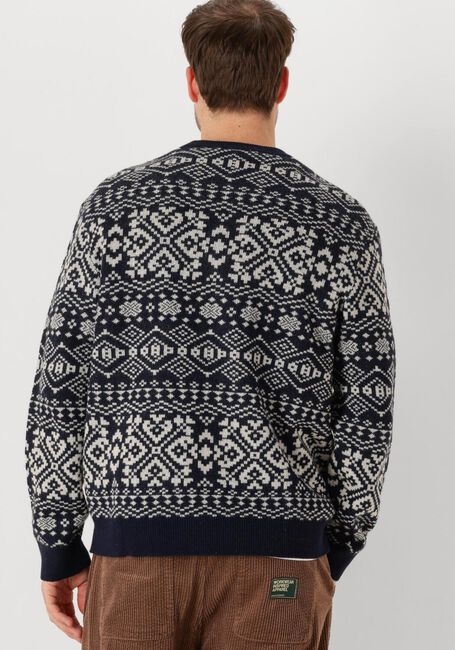 Donkerblauwe SELECTED MEN Trui SLHHOLGER LS KNIT JAQUARD CREW NECK - large