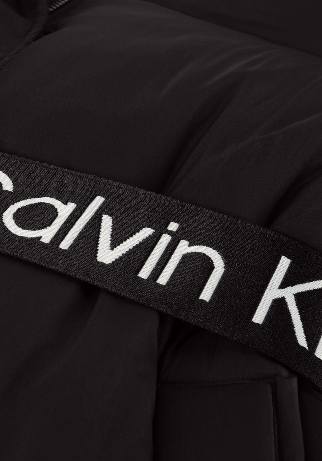 Zwarte CALVIN KLEIN Gewatteerde jas LOGO BELT LONG PUFFER - large