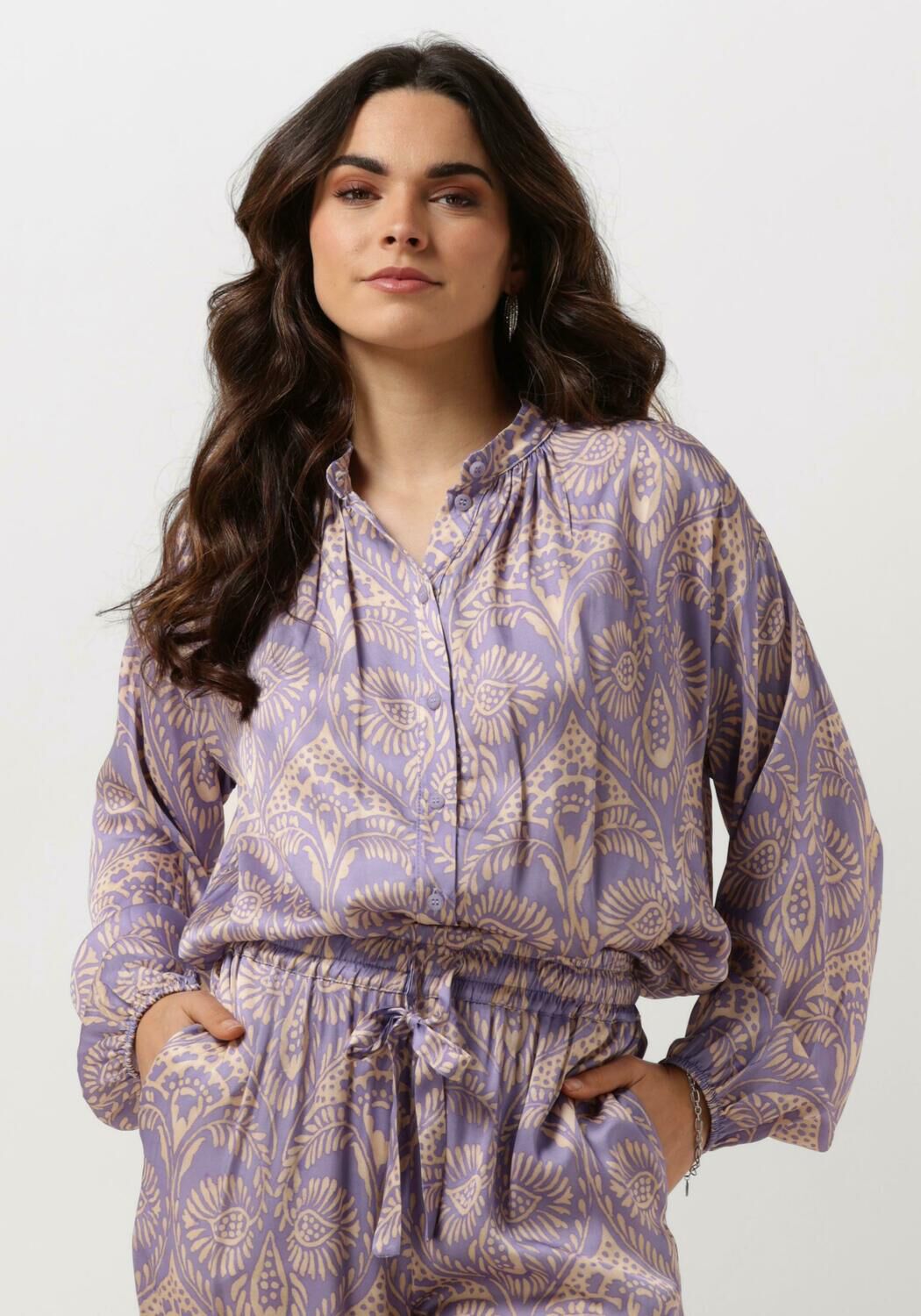 Amaya Amsterdam Stijlvolle Paarse Blouse met All-Over Print Purple Dames