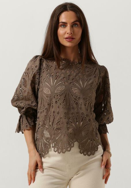 Taupe NEO NOIR Blouse ADELA EMBROIDERY BLOUSE - large