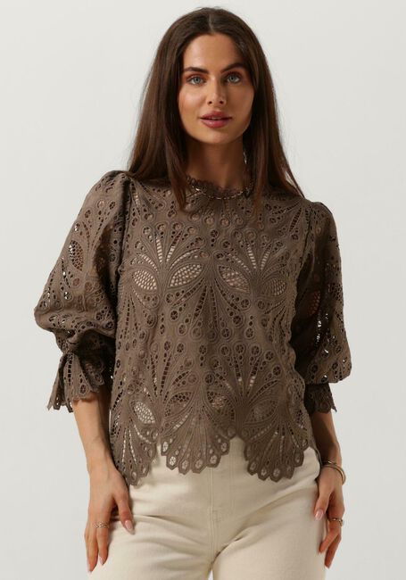 Taupe NEO NOIR Blouses ADELA EMBROIDERY BLOUSE - large