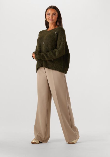 Donkergroene SUMMUM Trui EMBELLISHED SWEATER COZY MELANGE KNIT - large