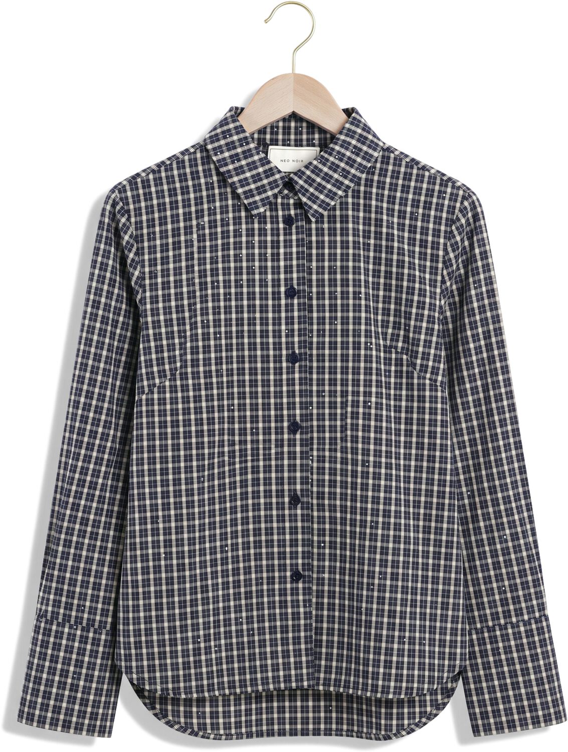 NEO NOIR Dames Blouses Drew Check Bedaz Shirt Donkerblauw