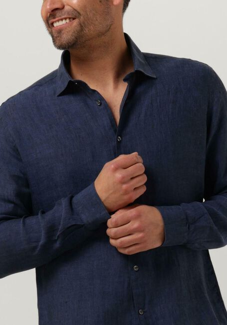 Donkerblauwe GENTI Casual overhemd LINNEN S7054-1120 - large