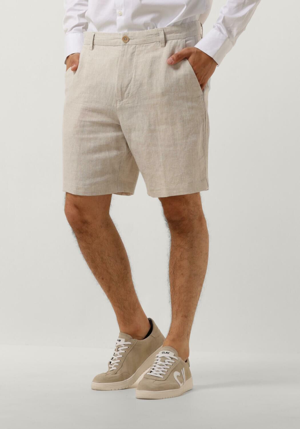 SELECTED HOMME Heren Broeken Slhregular-mads Linen Shorts Noos Beige