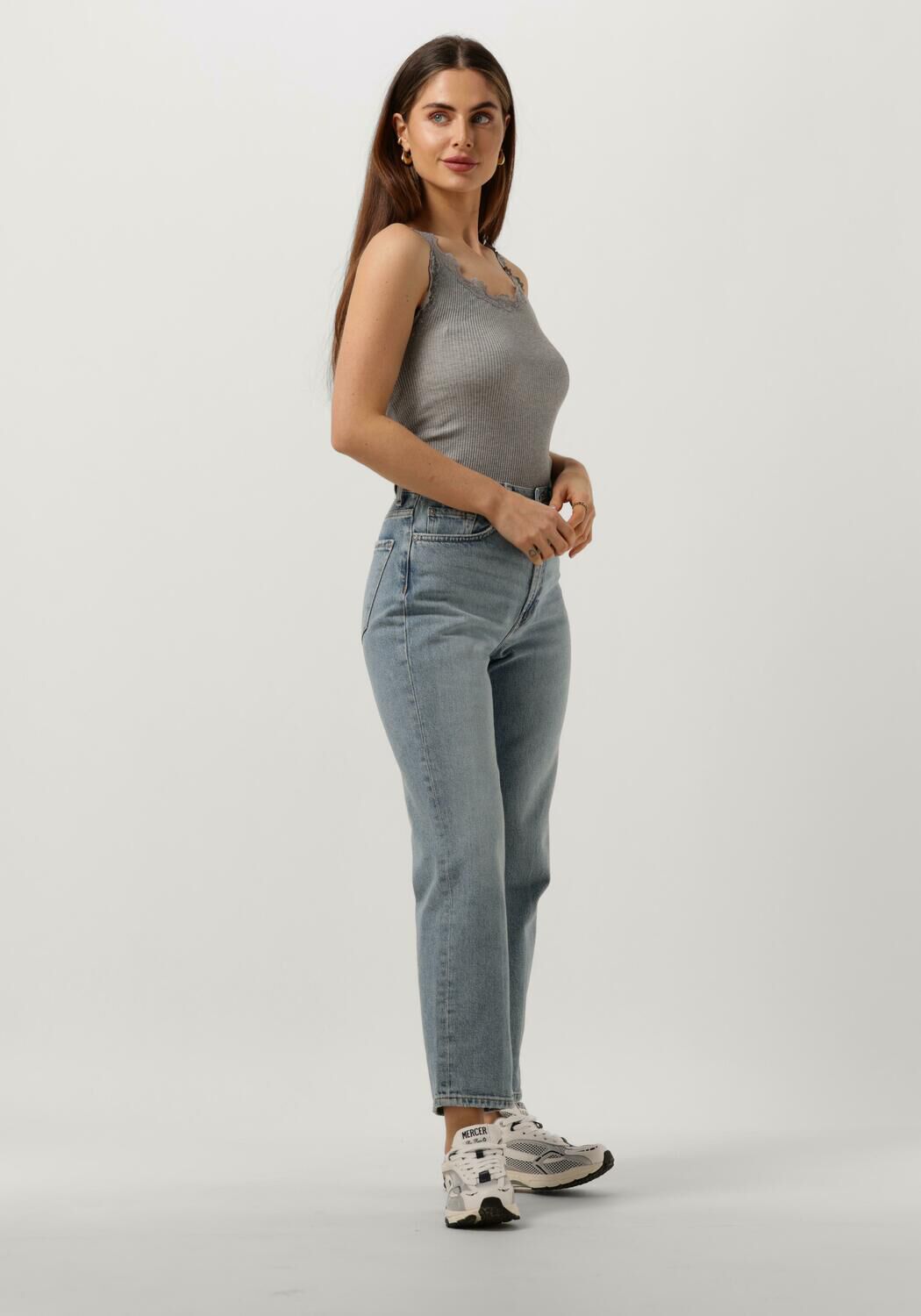 Grijze ROSEMUNDE Top SILK TOP W/ LACE - large