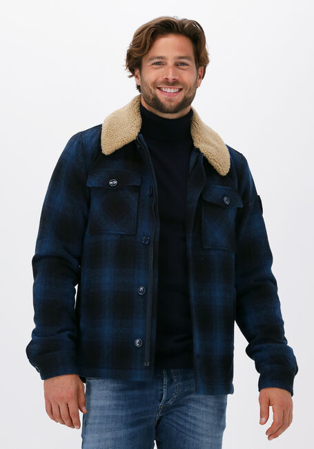 Donkerblauwe DSTREZZED Jack CARPENTER JACKET WOOL CHECK - large