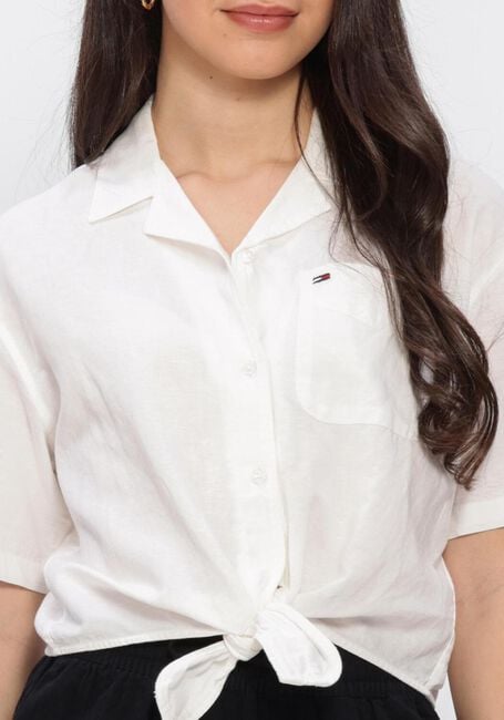 Ecru TOMMY JEANS Blouses TJW TIE FRONT LINEN SHIRT - large