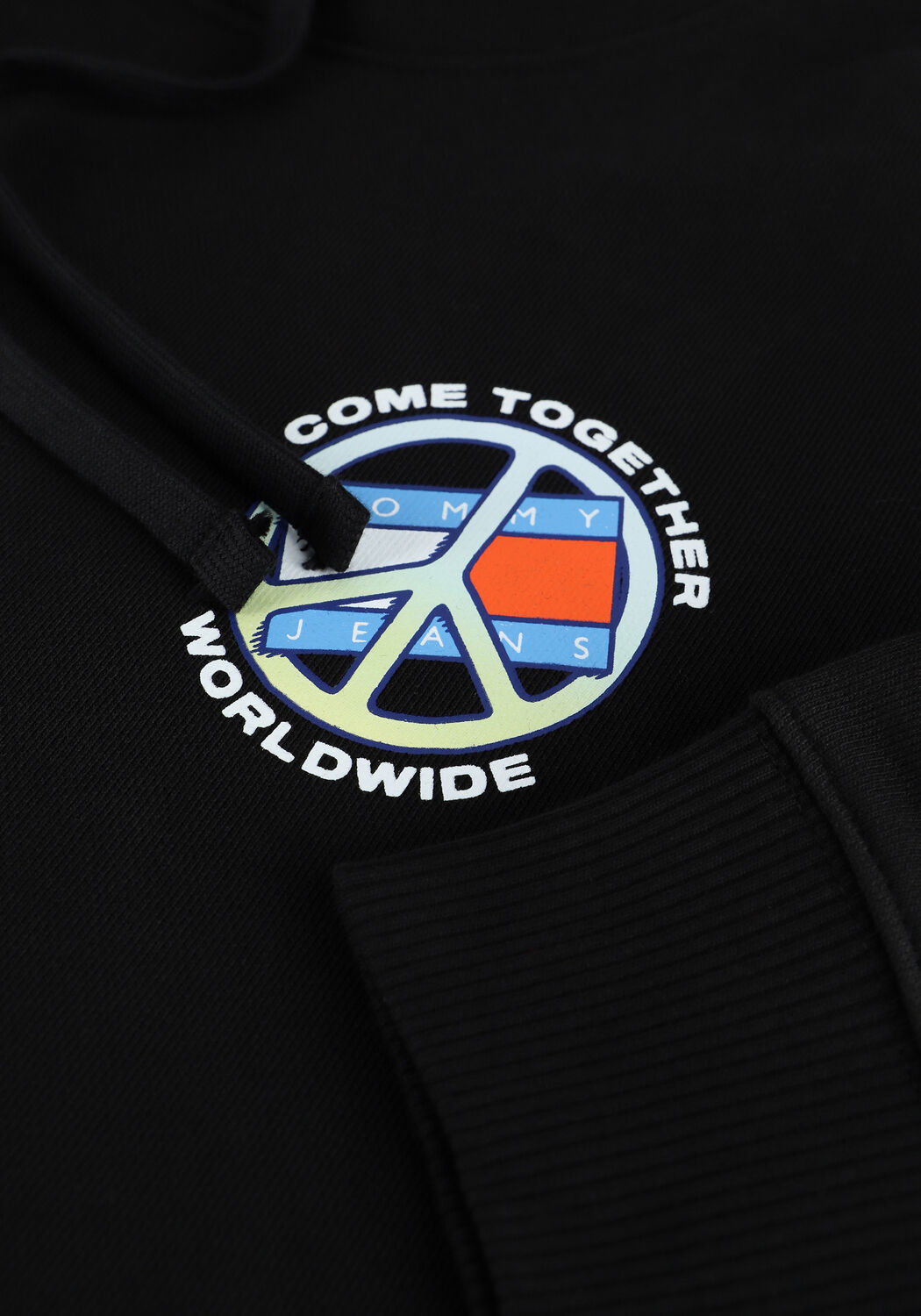 Zwarte TOMMY JEANS Sweater TJM TOGETHER WORLD PEACE HOODI - large