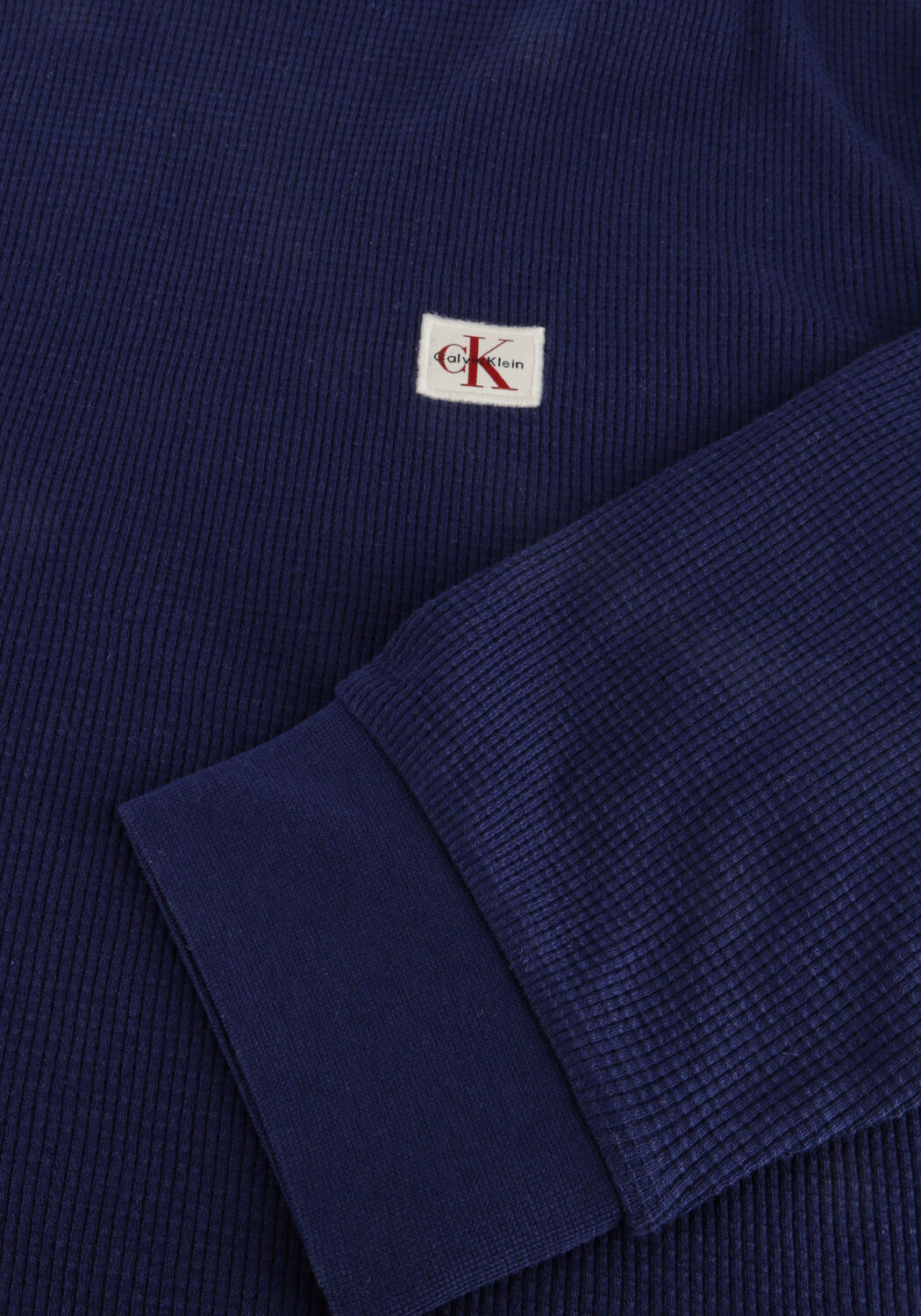 Donkerblauwe CALVIN KLEIN Trui LS WAFFLE BADGE CREWNK TEE - large