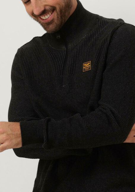 Donkergrijze PME LEGEND Trui HALF ZIP COLLAR COTTON PLATED - large