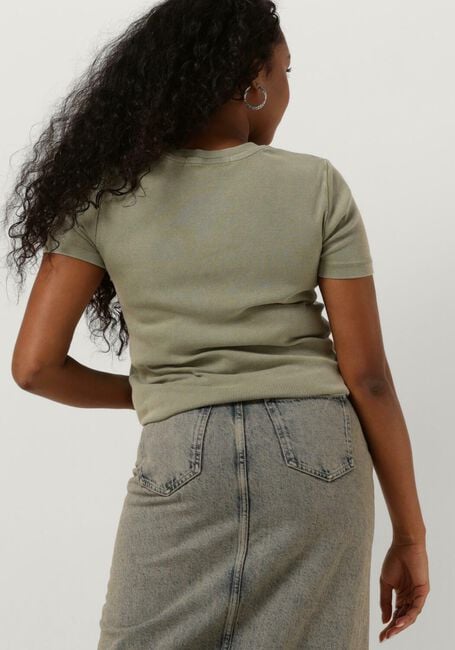 Groene CALVIN KLEIN T-shirt LABEL WASHED RIB SLIM TEE - large