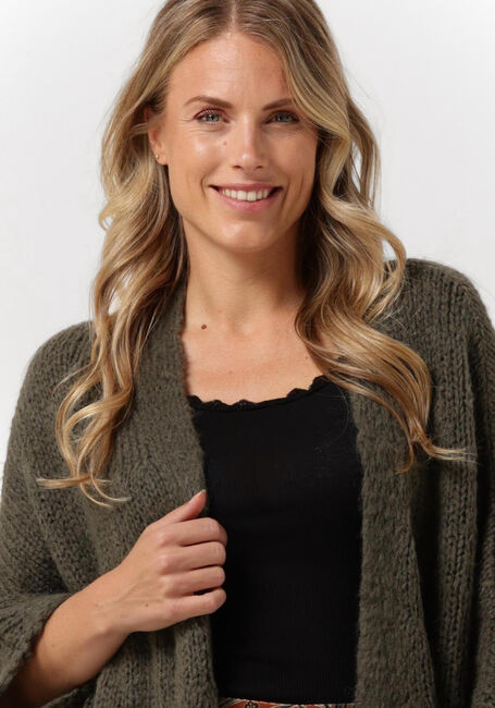Groene SUMMUM Vest KIMONO CARDIGAN RUSTIC MOHAIR BLEND KNIT - large