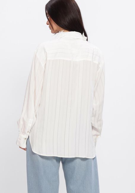 Witte JANSEN AMSTERDAM Blouses RABIA BLOUSE SLG 783 LONG SLEEVE LACE FLOWERS AT COLLAR - large