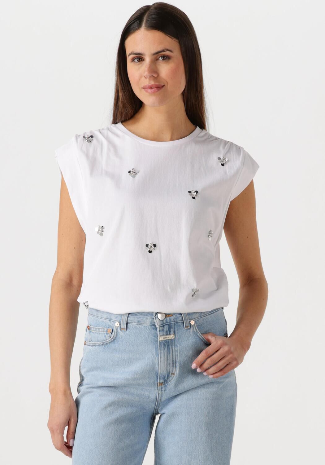 DANTE6 Dames Tops & T-shirts Sparrow Sequins Embellished Tee Wit