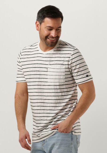 Gebroken wit CAST IRON T-shirt SHORT SLEEVE R-NECK REGULAR FIT COTTON SLUB - large