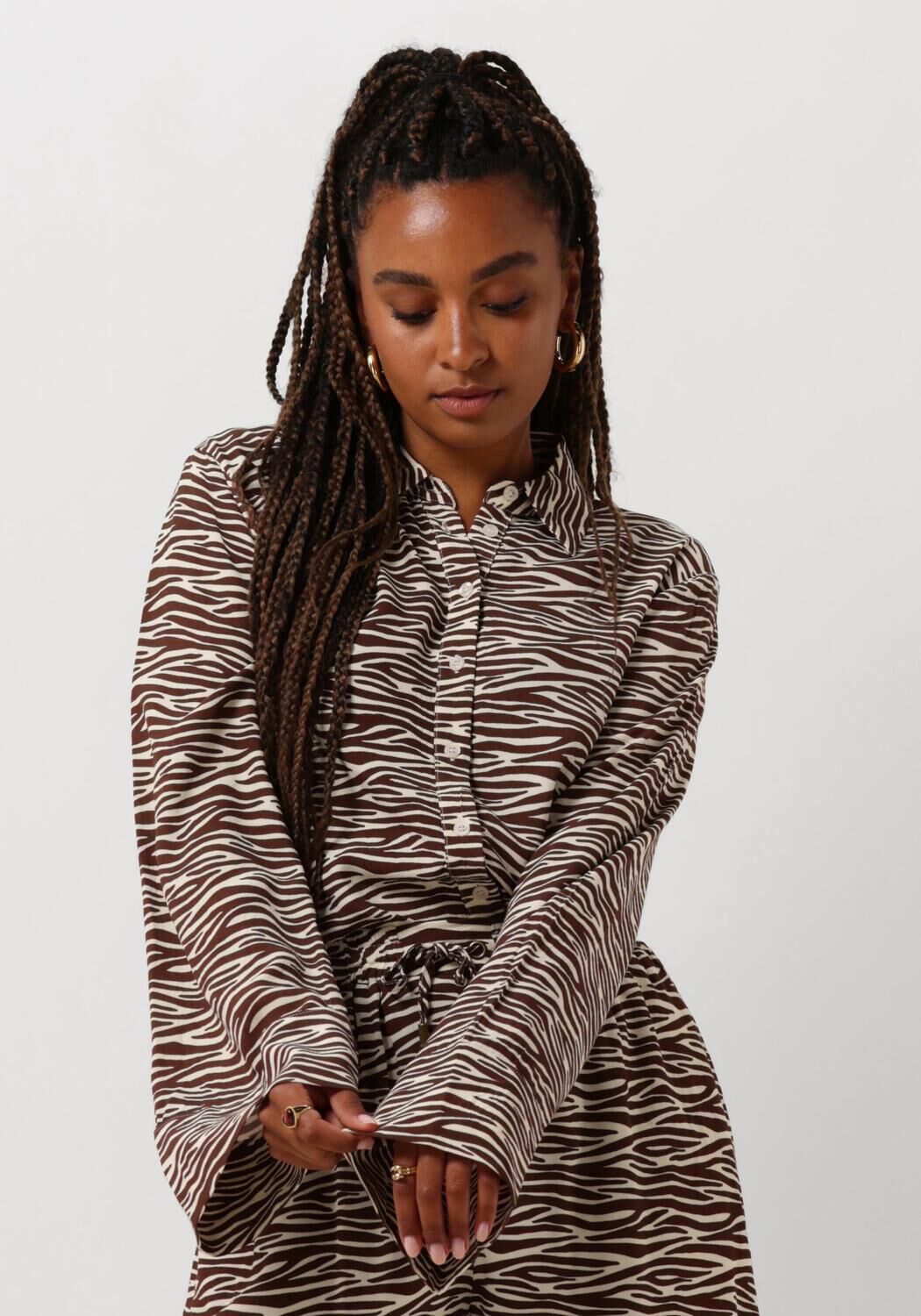COLOURFUL REBEL Dames Blouses Tia Zebra Kimono Sleeve Blouse Bruin