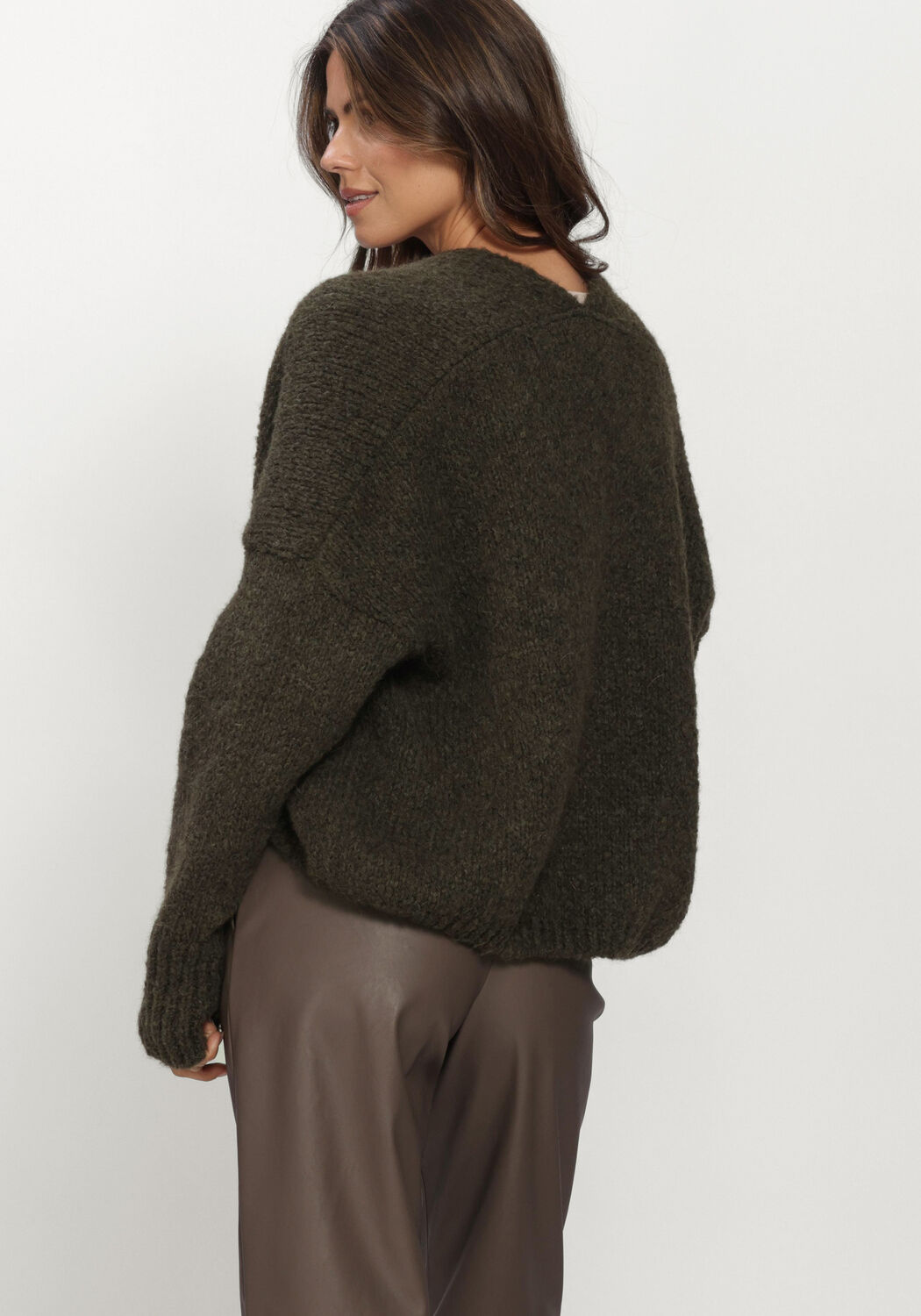 Donkergroene KNIT-TED Vest BECKY CARDIGAN - large