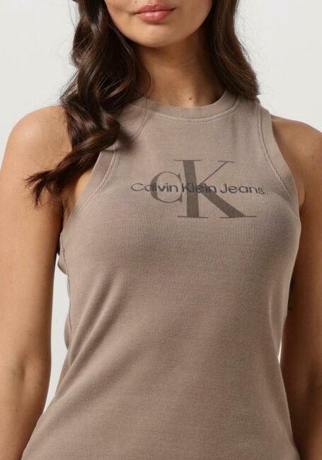 Taupe CALVIN KLEIN Mini jurk INERAL DYE RIB TANK DRESS - large