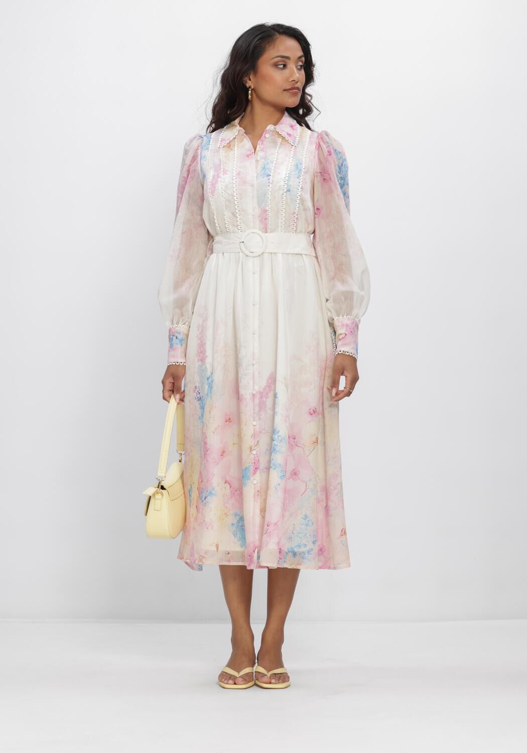 Roze Y.A.S. Jurken YASFLORENCE LS LONG DRESS S. - large