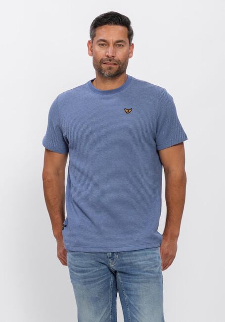 Blauwe PME LEGEND T-shirt TWO TONE TEXTURED STRIPE - large