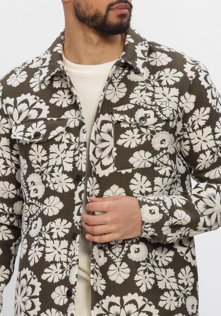 Groene ANERKJENDT Overshirts AKOSCAR FLOWER JACQ OVERSHIRT - large