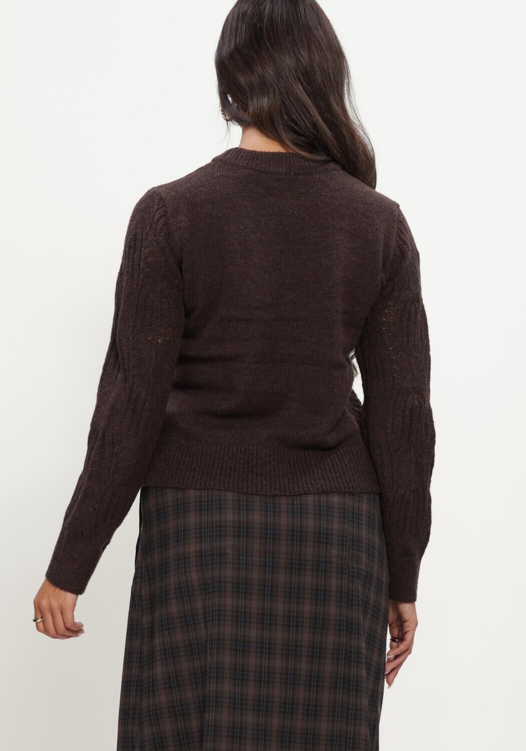 Bruine OBJECT Trui OBJARONA L/S RE KNIT PULLOVER - large