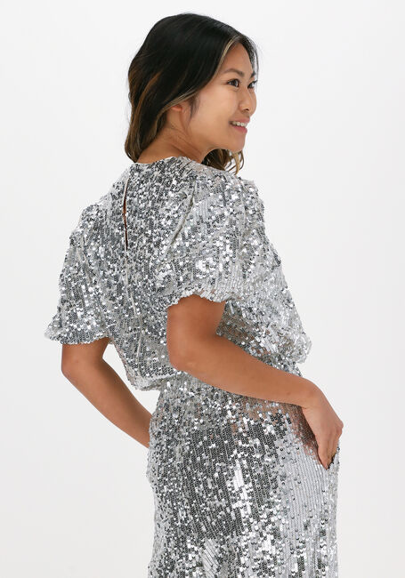 Zilveren SELECTED FEMME Top SLFSELENE SS PUFF SLEEVE SEQUI - large