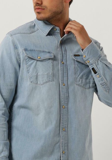 Blauwe PME LEGEND Casual overhemd LONG SLEEVE SHIRT REAL LIGHT BLUE - large