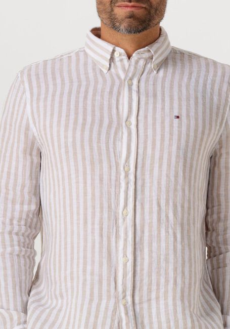 Ecru TOMMY HILFIGER Casual overhemd LINEN ESSENTIAL STRIPE RF SHIRT - large